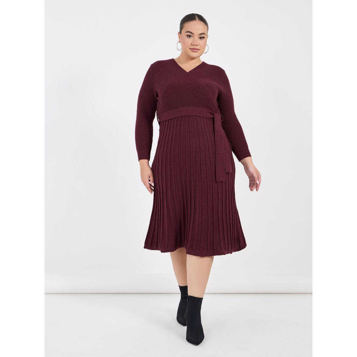 Styli Plus Size Textured Knit Sweater Midi Dress-women-clothing-dresses-image-1