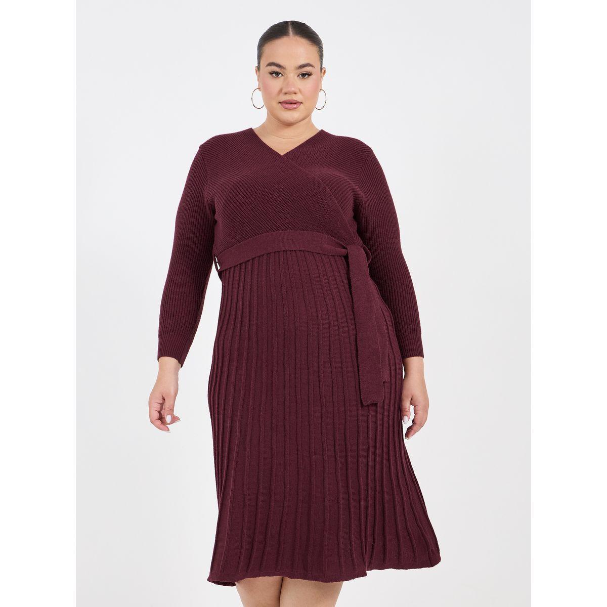 Styli Plus Size Textured Knit Sweater Midi Dress-women-clothing-dresses-image-2