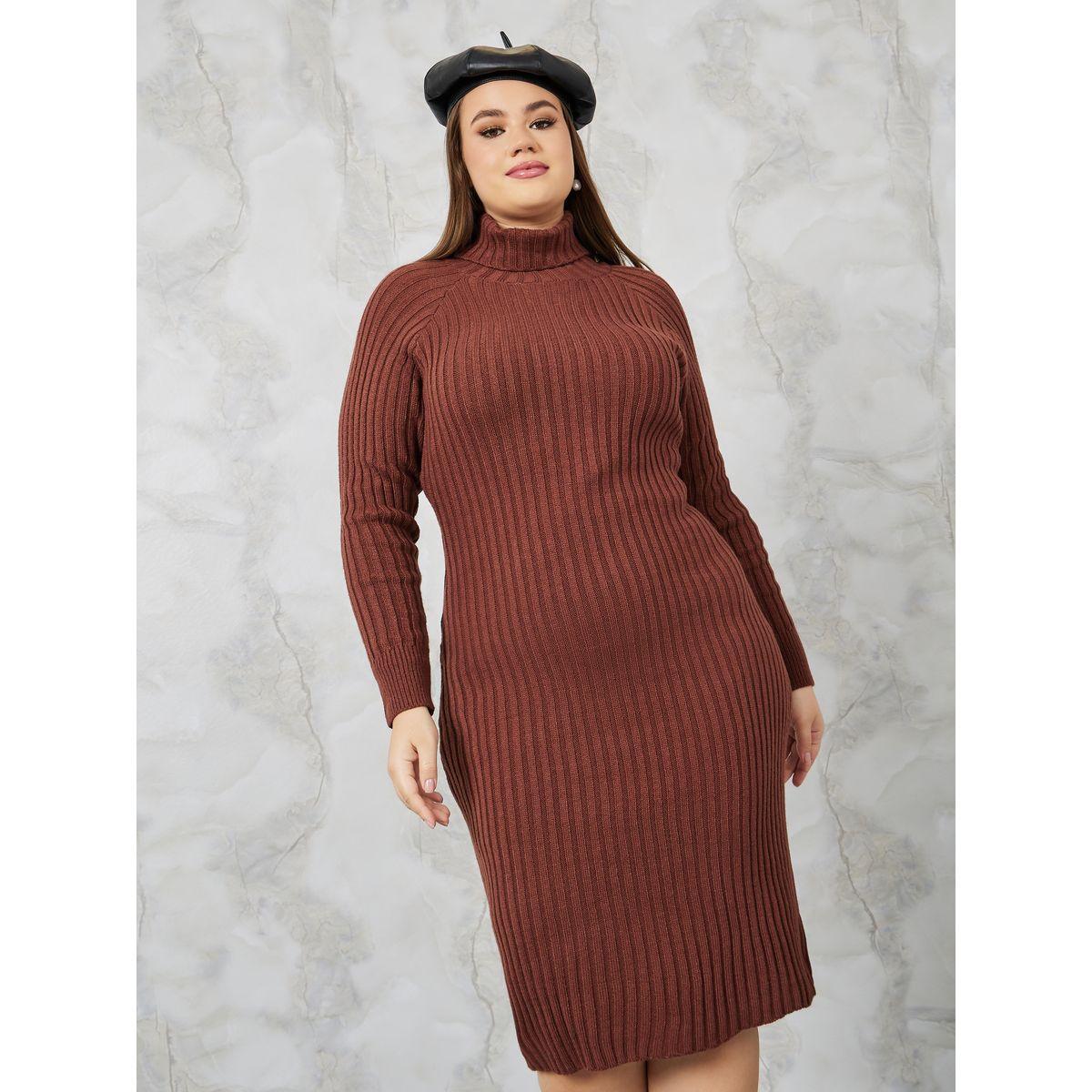 فستان محبوك بياقة عالية-women-clothing-dresses-image-2