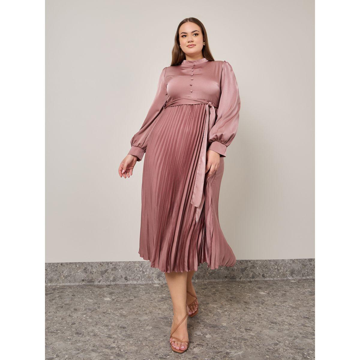 فستان ميدي برباط خصر وأزرار-women-clothing-dresses-image-2