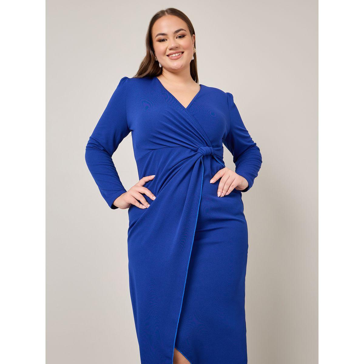 Styli Plus Solid Knotted Midi Bodycon Dress-women-clothing-dresses-image-2