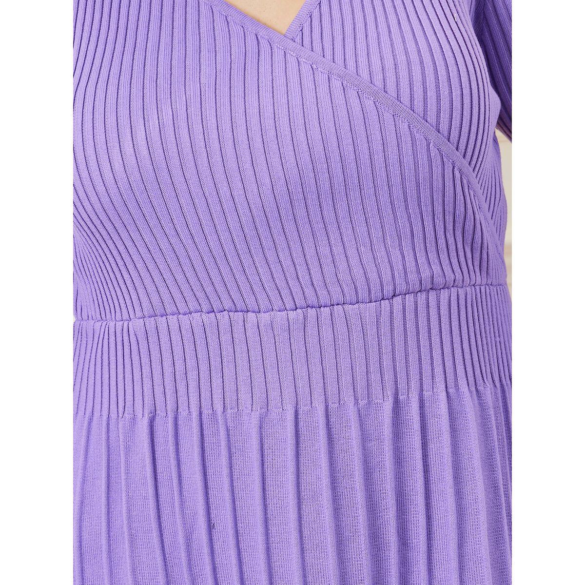 Styli Plus Striped Hem Knit Sweater Midi Dress-women-clothing-dresses-image-3