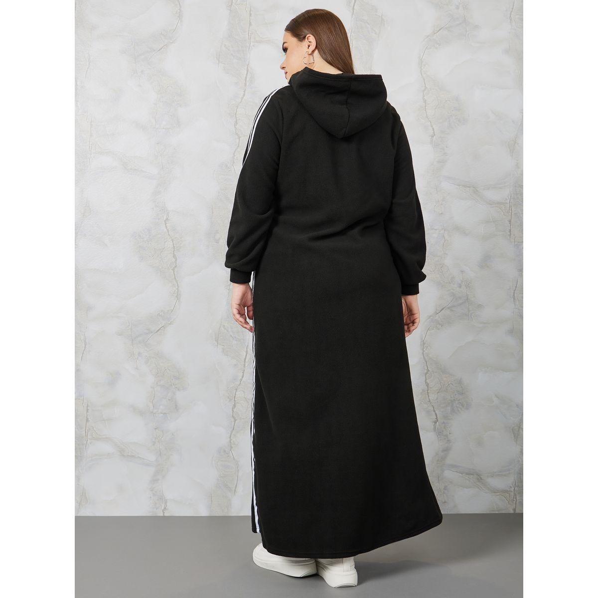 Styli Plus Side Striped Hooded Sweatshirt Maxi Dress-women-clothing-dresses-image-4