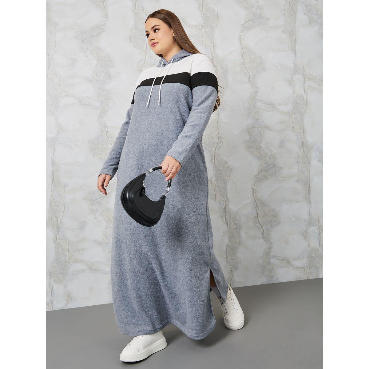 Styli Plus Colorblock Hooded Sweatshirt Maxi Dress-women-clothing-dresses-image-6