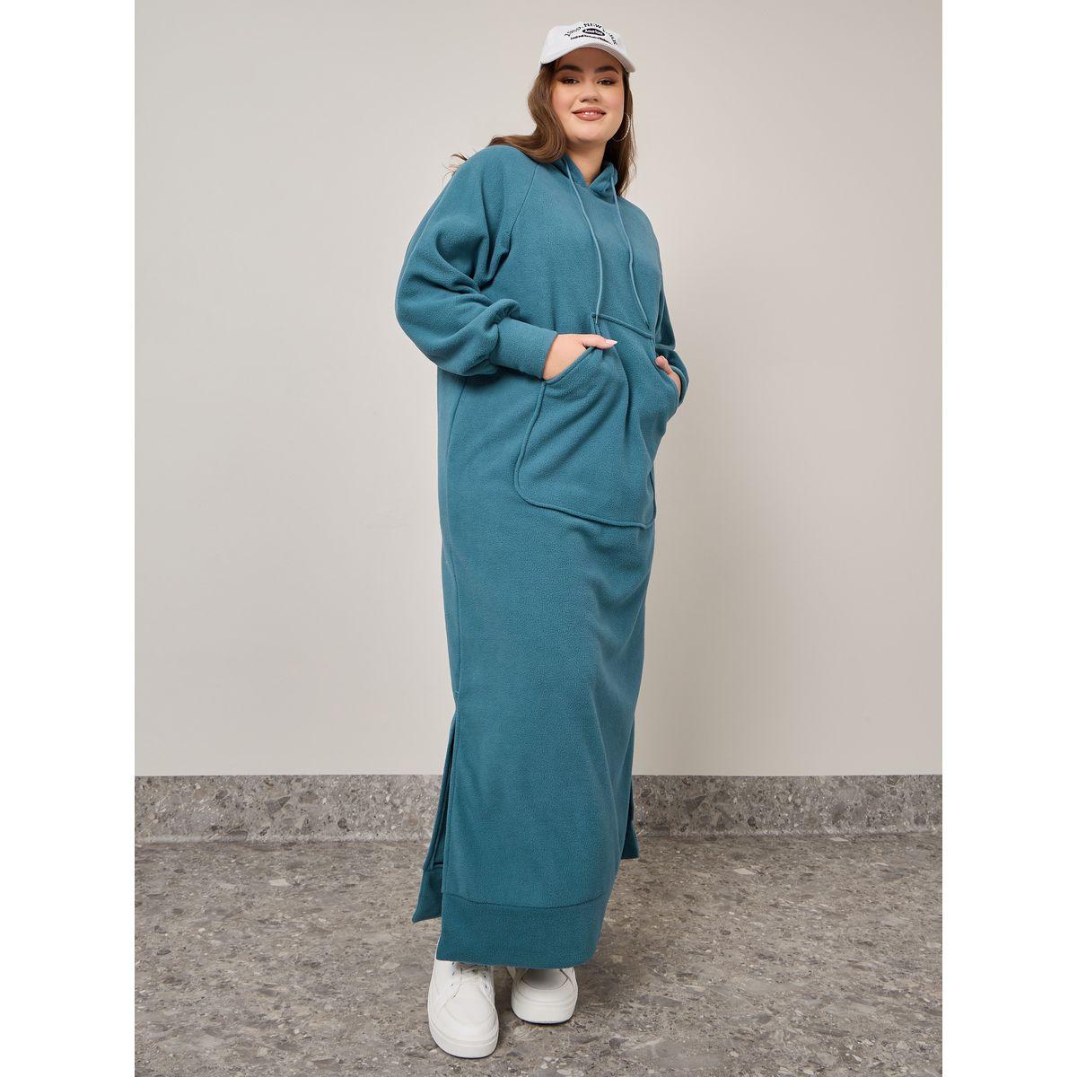 فستان طويل سادة بياقة هودي-women-clothing-dresses-image-1