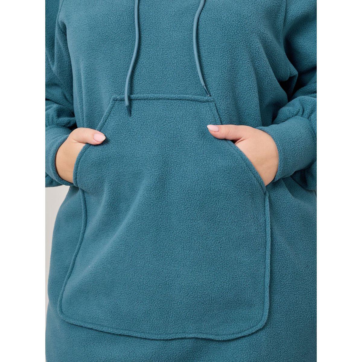 Styli Plus Solid Hooded Maxi Sweatshirt Dress With Side Slit-women-clothing-dresses-image-3