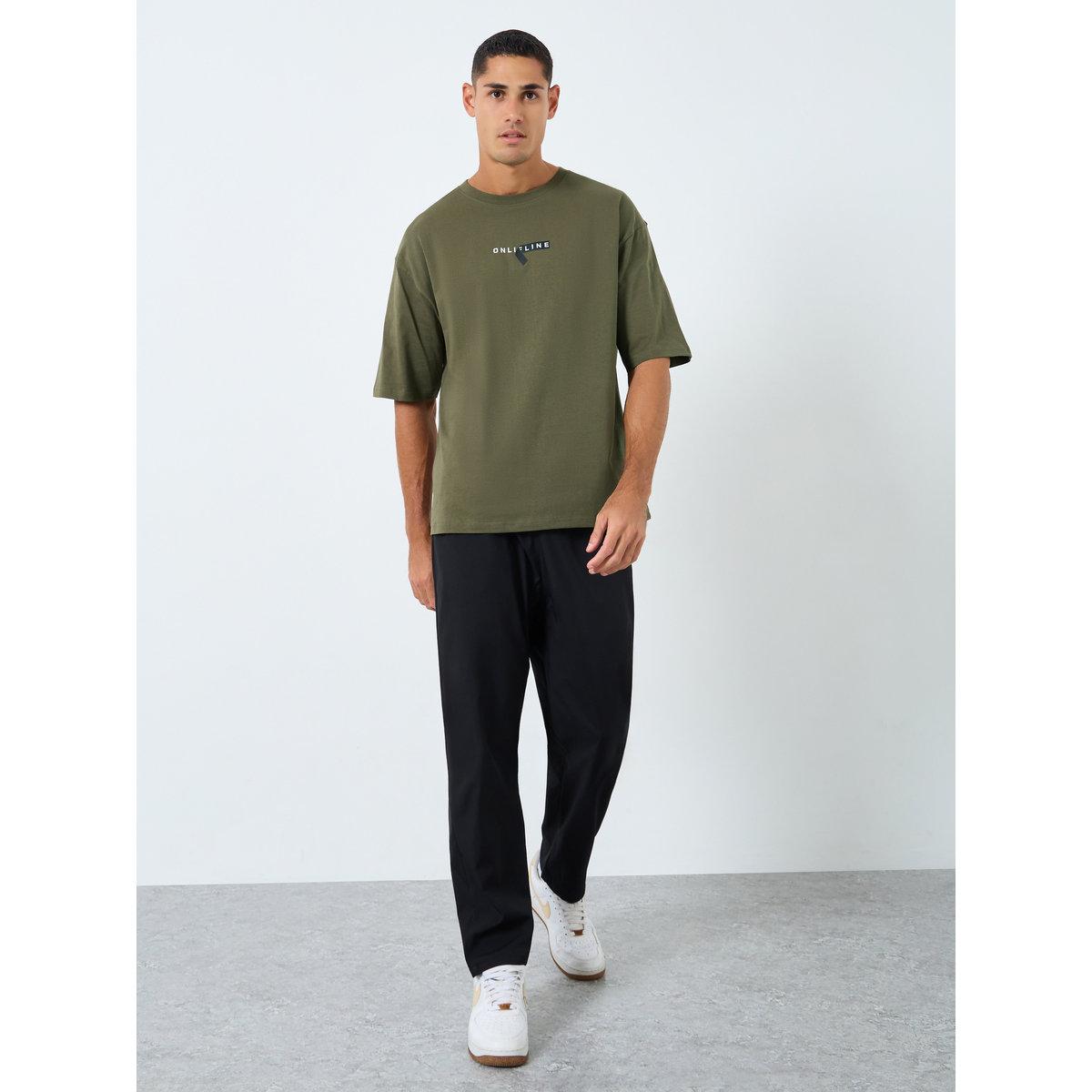 Styli Minimal Print Oversized Pure Cotton T-Shirt-men-clothing-tshirtsandpolos-tshirts-image-2
