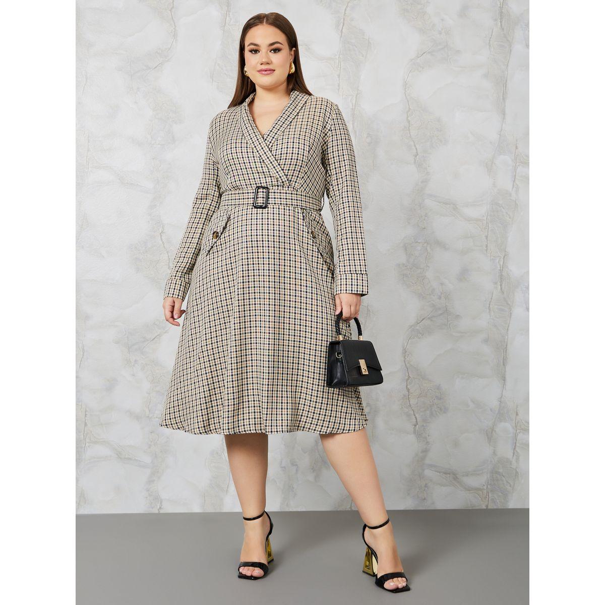 فستان ميدي مطبع بمربعات-women-clothing-dresses-image-2