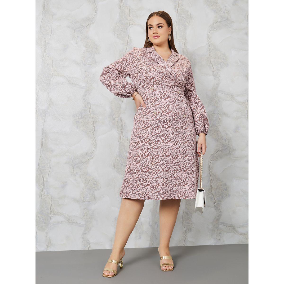 Styli Plus Jacquard A-Line Blazer Midi Dress-women-clothing-dresses-image-2