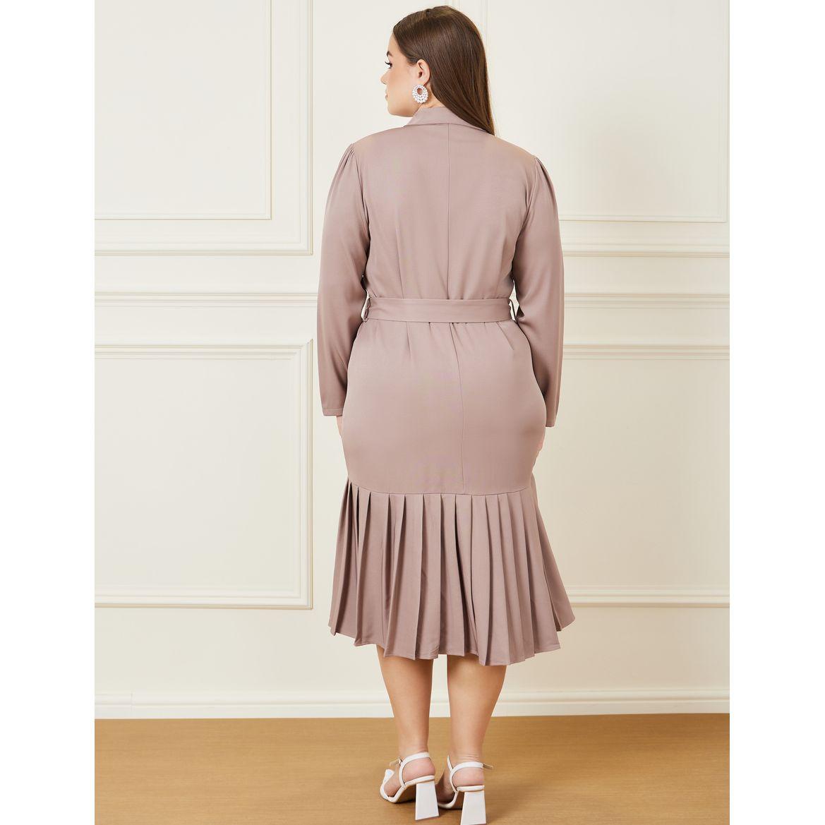Styli Pleated Hem Midi Blazer Dress with Tie Belt-women-clothing-dresses-image-4