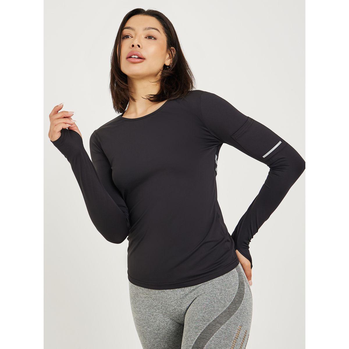 Styli Active Reflective Striped Mesh Insert Top with Thumbhole Sleeve-women-clothing-sportswearandactivewear-tshirtsandvests-image-3