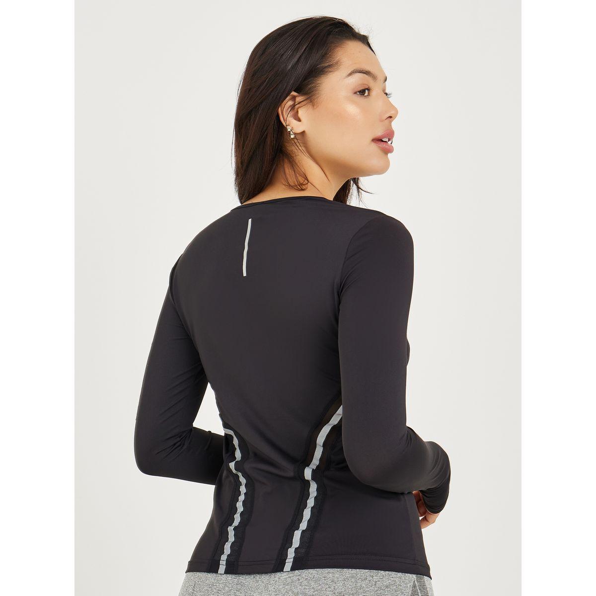 Styli Active Reflective Striped Mesh Insert Top with Thumbhole Sleeve-women-clothing-sportswearandactivewear-tshirtsandvests-image-6
