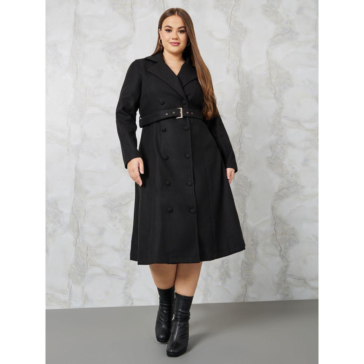 Styli Plus Notch Collar Belted A-Line Coat Midi Dress-women-clothing-dresses-image-1