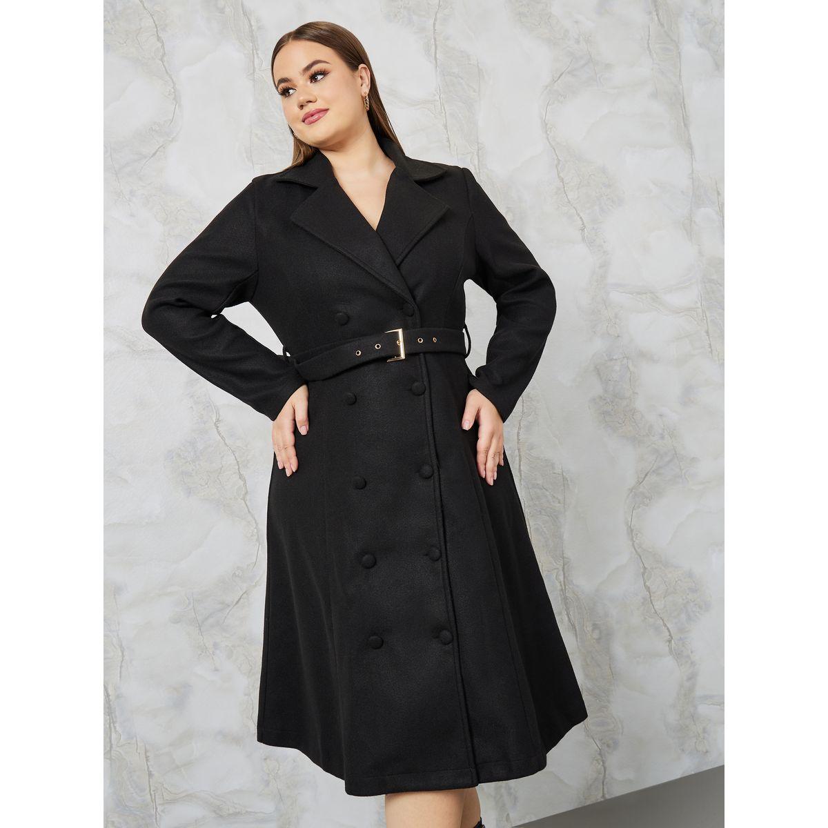 Styli Plus Notch Collar Belted A-Line Coat Midi Dress-women-clothing-dresses-image-2