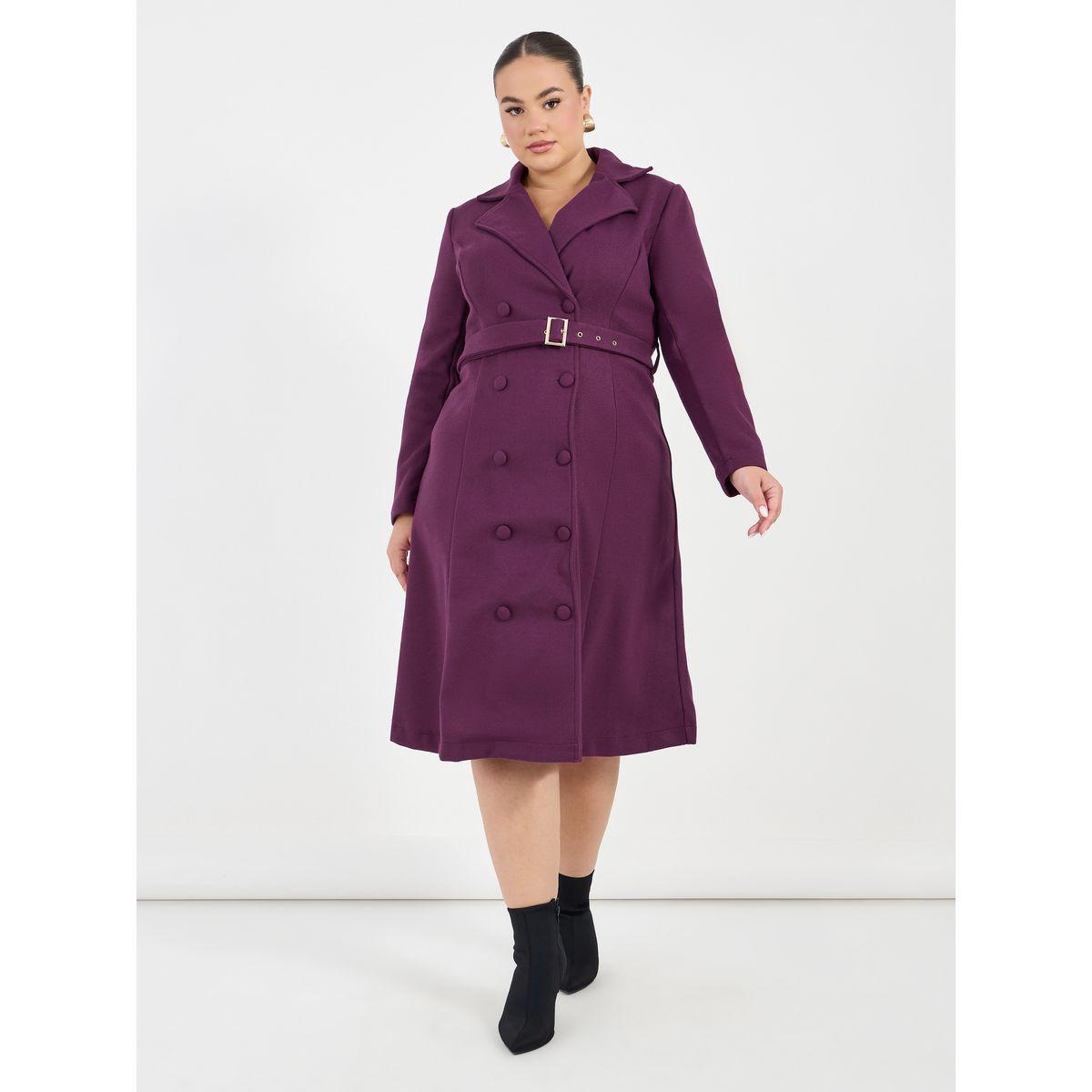 Styli Plus Size Notch Collar Belted Blazer Midi Dress-women-clothing-dresses-image-1