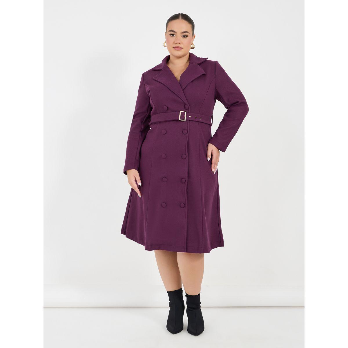 Styli Plus Size Notch Collar Belted Blazer Midi Dress-women-clothing-dresses-image-4