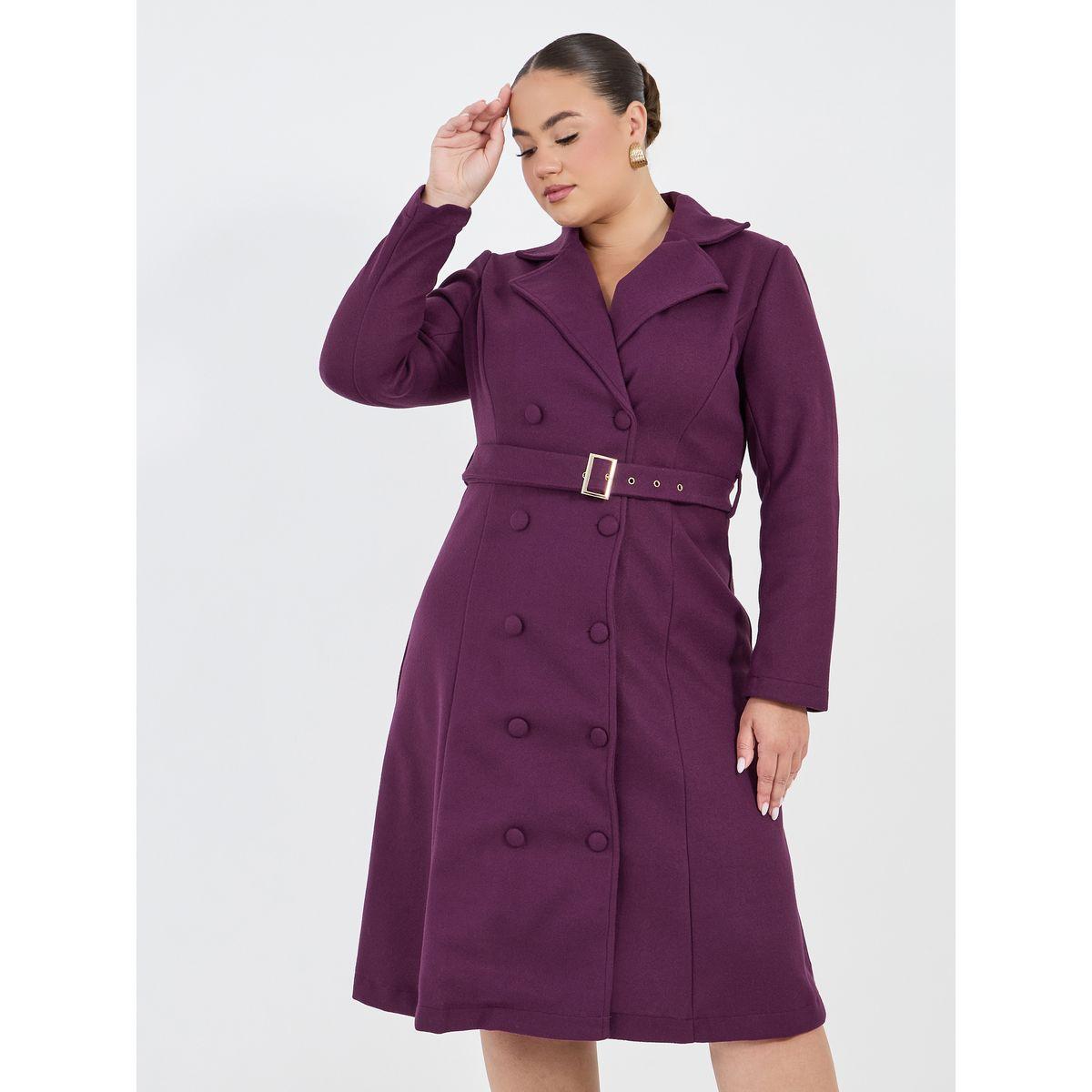 فستان ميدي بمقاس كبير وحزام خصر-women-clothing-dresses-image-5