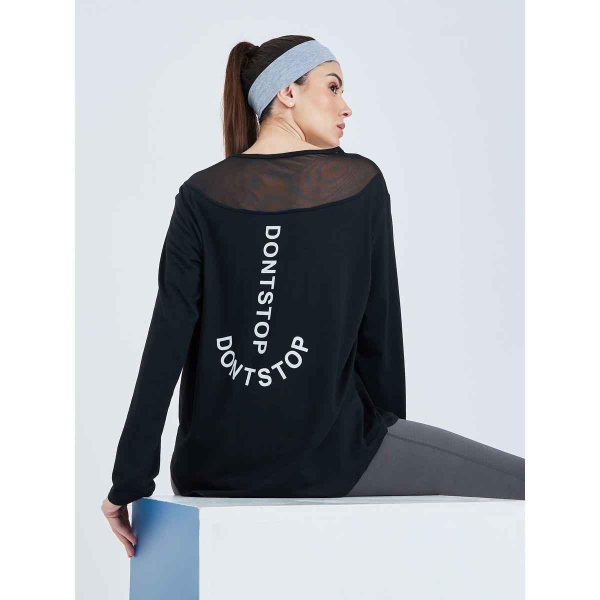 Styli Active Don't Stop Slogan Mesh Back Top-women-clothing-sportswearandactivewear-tshirtsandvests-image-1