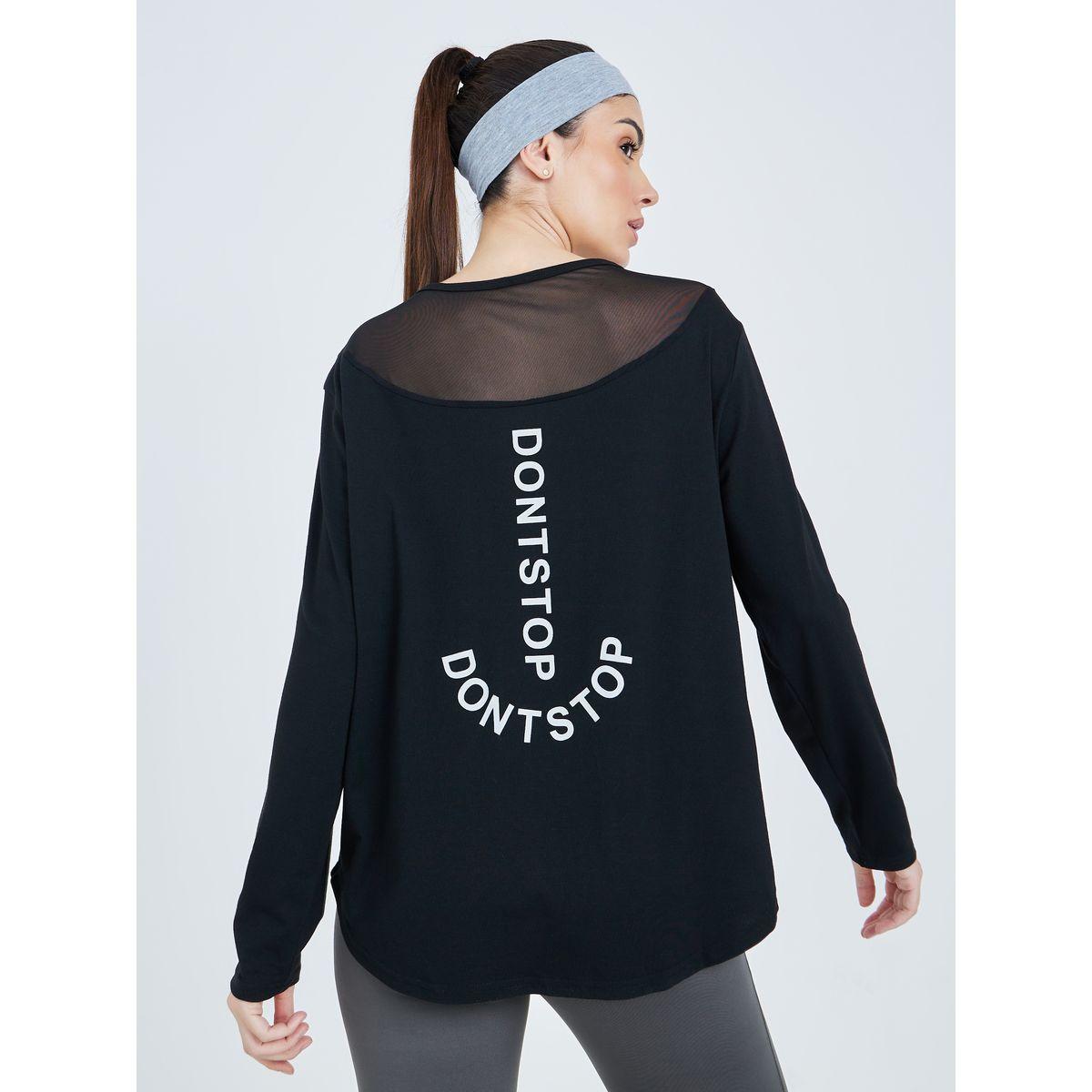 Styli Active Don't Stop Slogan Mesh Back Top-women-clothing-sportswearandactivewear-tshirtsandvests-image-4