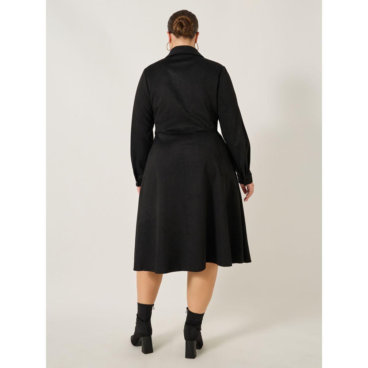 Styli Plus Size Velvet Look Long Sleeves Shirt Midi Dress-women-clothing-dresses-image-6