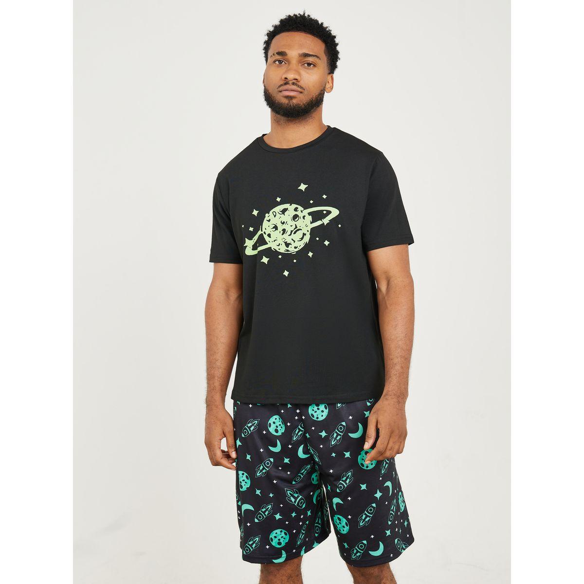 Styli Unwind Planet Graphic Print T-Shirt & AOP Shorts Set-men-clothing-nightwear-sets-image-2