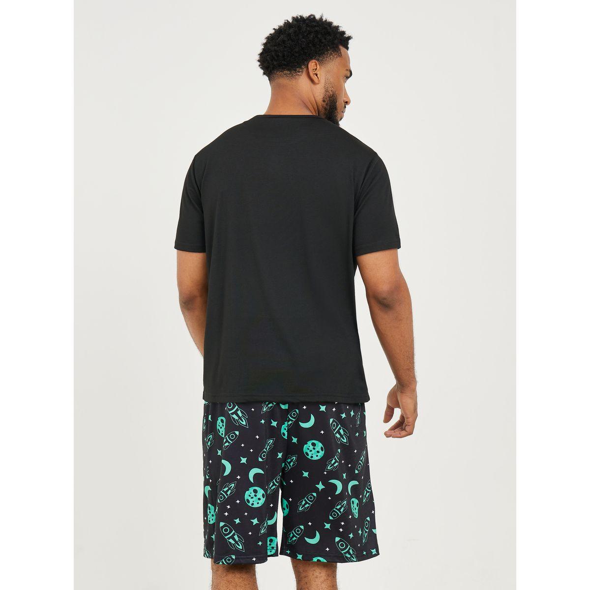 Styli Unwind Planet Graphic Print T-Shirt & AOP Shorts Set-men-clothing-nightwear-sets-image-6