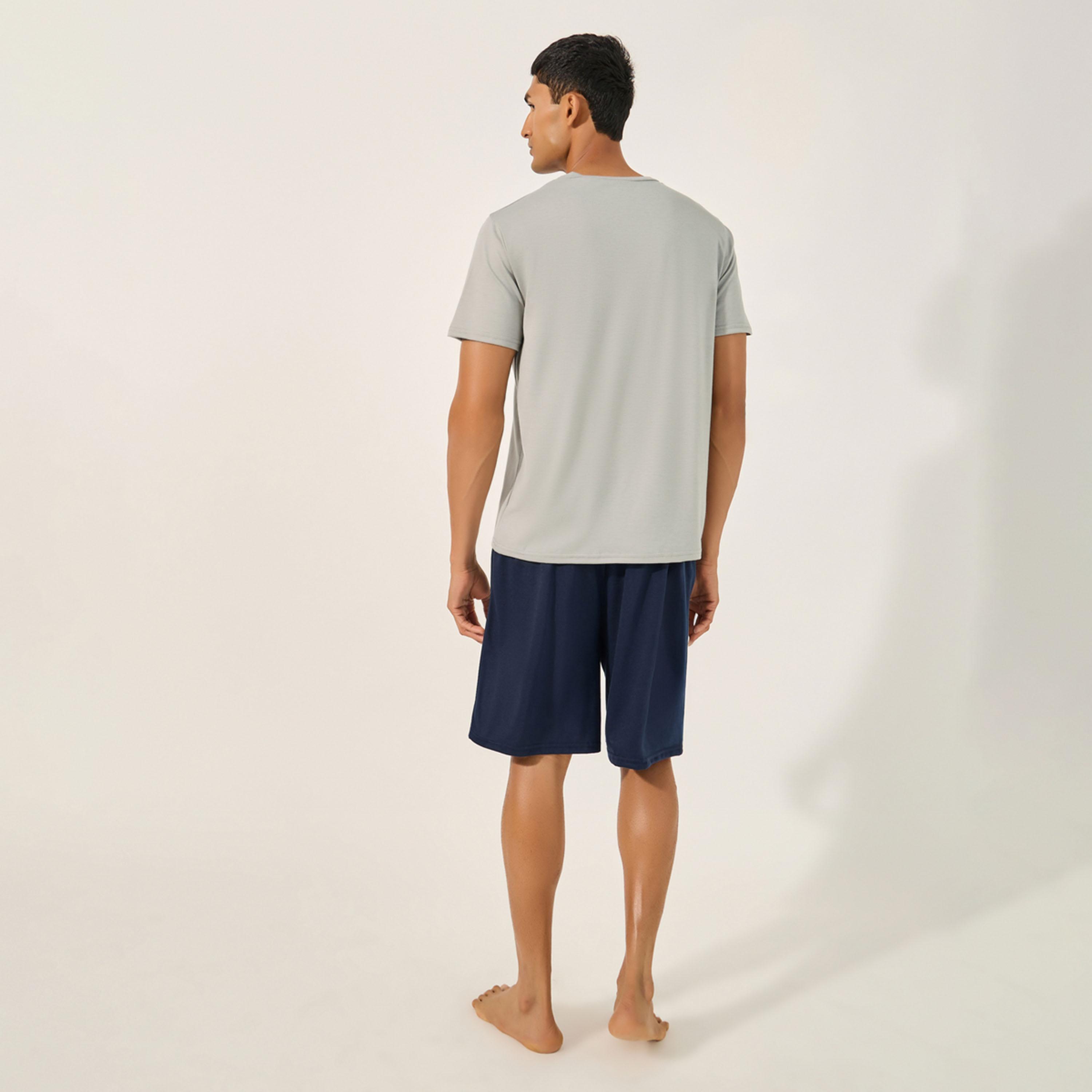 Styli Graphic Print Round Neck T-Shirt and Shorts Pyjama Set-men-clothing-nightwear-sets-image-4