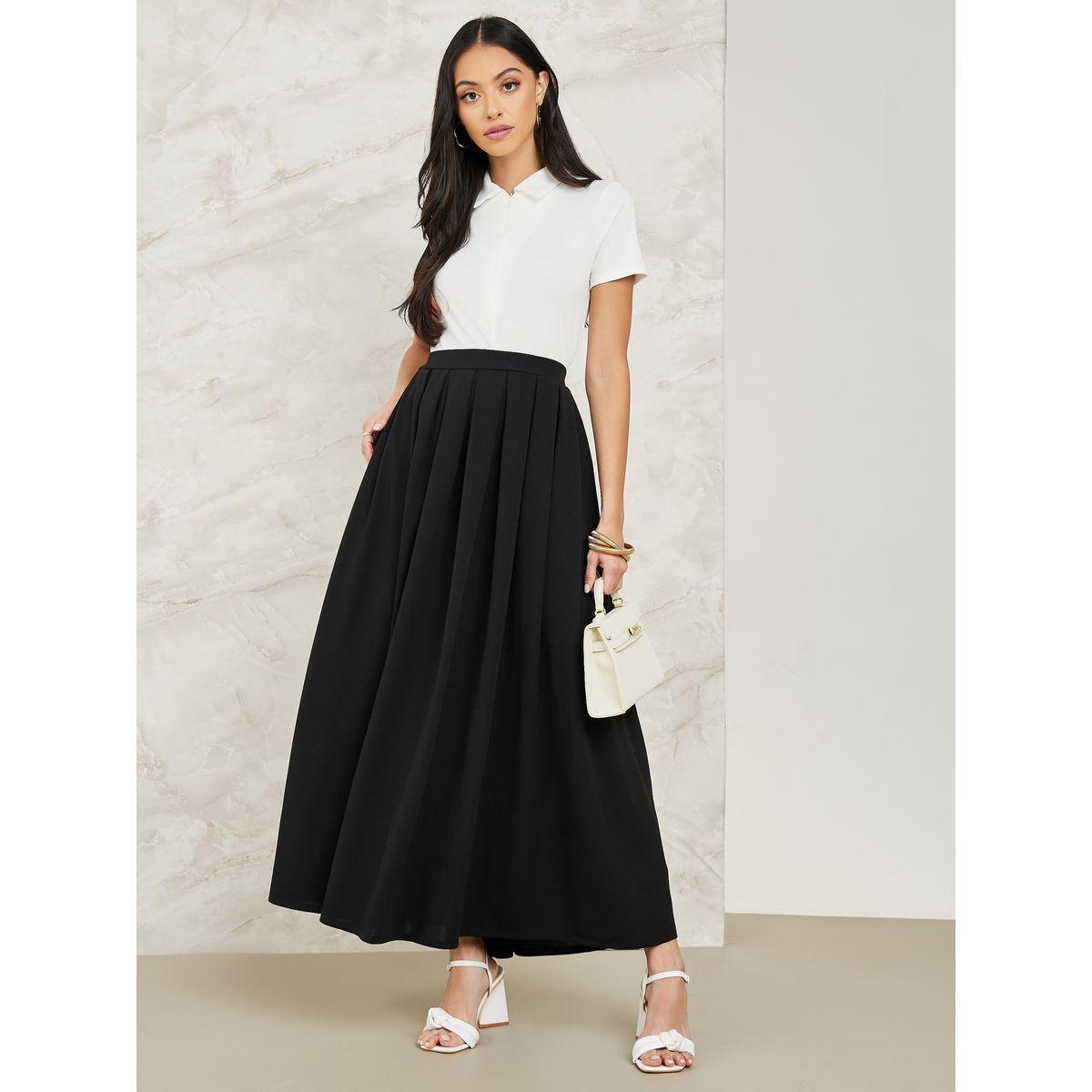 تنورة طويلة مزينة بكسرات-women-clothing-bottoms-skirts-image-1