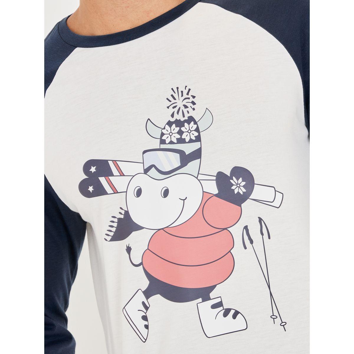 Styli Unwind Raglan Sleeve Graphic T-Shirt & Checkered Pyjama Set-men-clothing-nightwear-sets-image-3