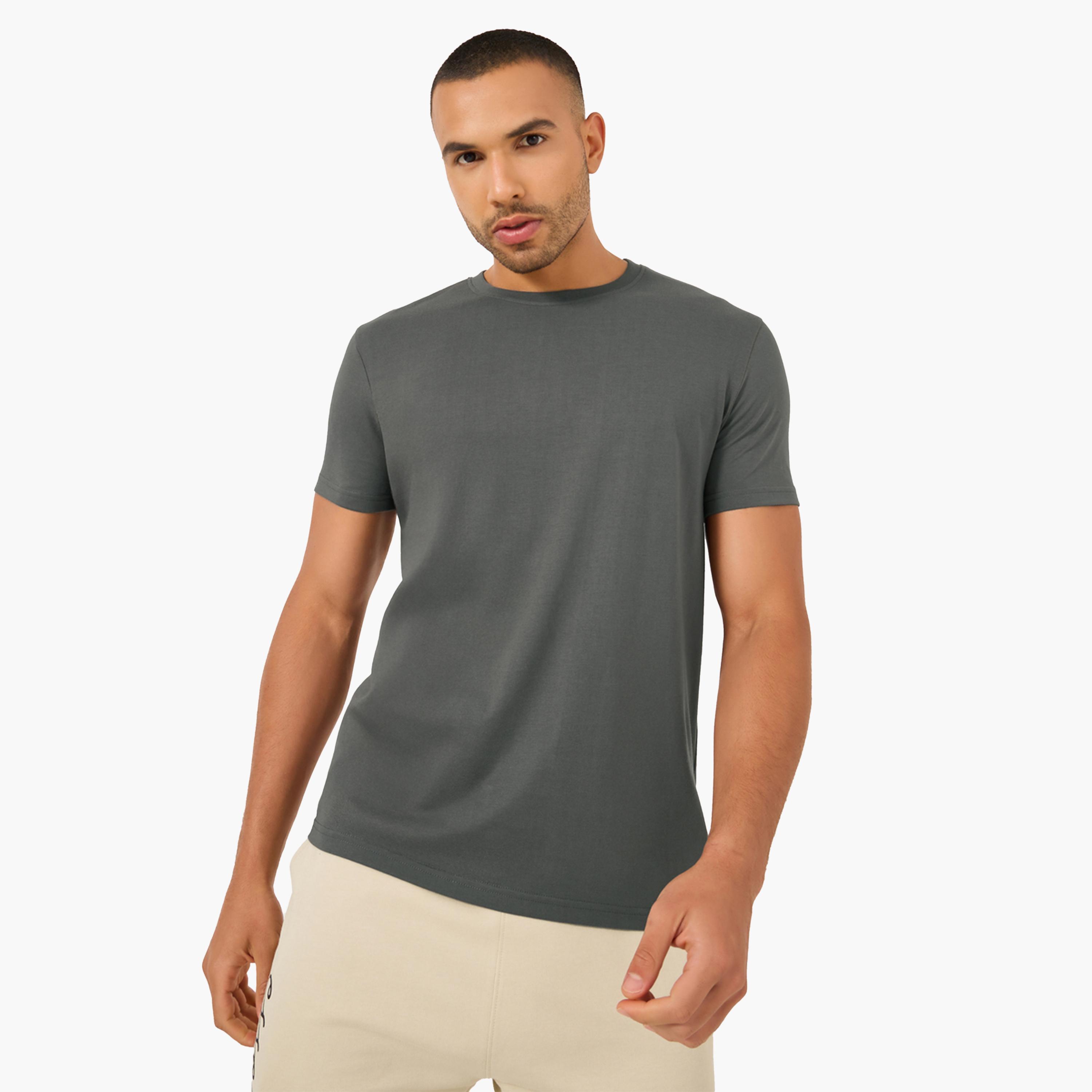 Styli Solid Regular Fit Cotton Rich T-Shirt-men-clothing-tshirtsandpolos-tshirts-image-1