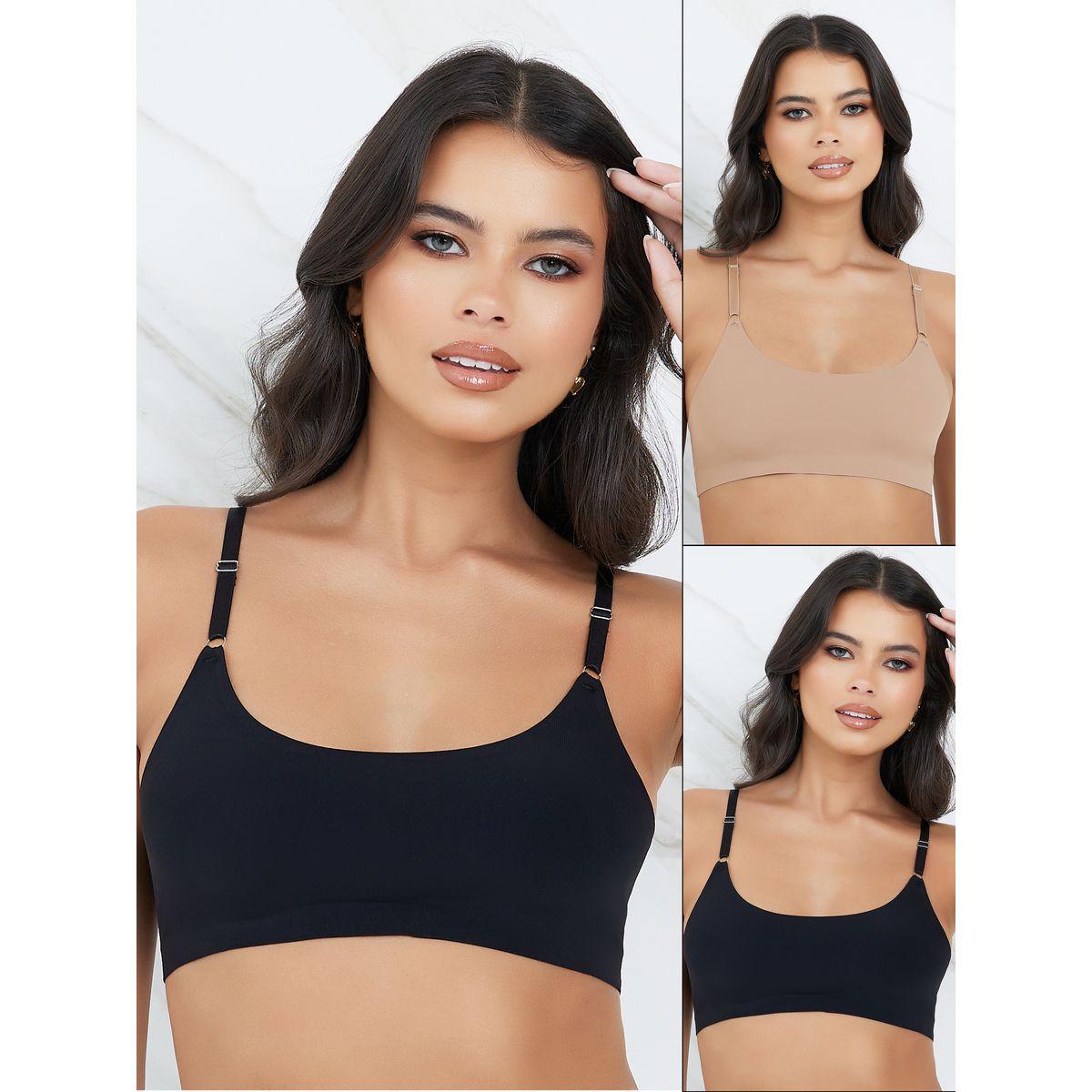 Styli Pack of 2 - Padded Non Wired Seamless Crop Top With Cutout Back Detail-women-clothing-lingerie-bras-image-1