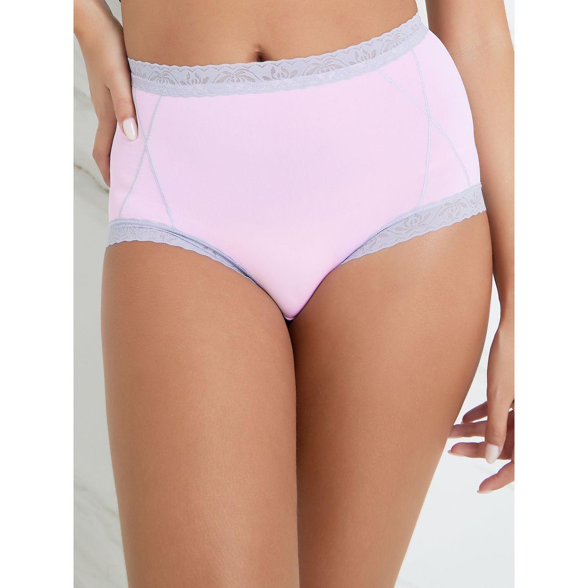 Styli Pack of 2 - Stitch Detail Contrast Lace Trim Full Brief-women-clothing-lingerie-panties-image-3