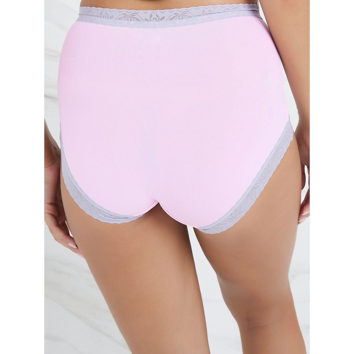 Styli Pack of 2 - Stitch Detail Contrast Lace Trim Full Brief-women-clothing-lingerie-panties-image-5