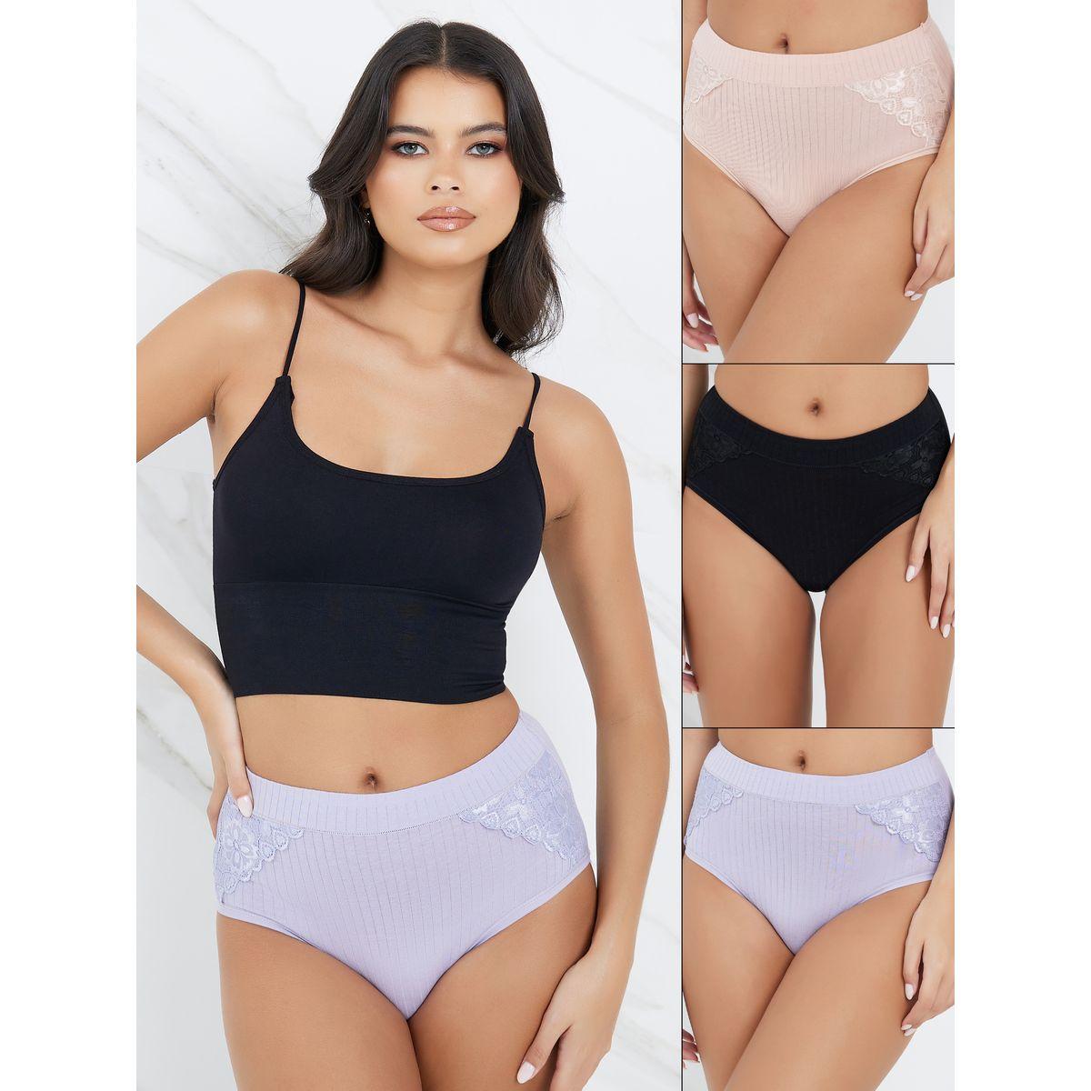 Styli Pack of 3 - Cotton Ribbed Full Brief-women-clothing-lingerie-panties-image-1
