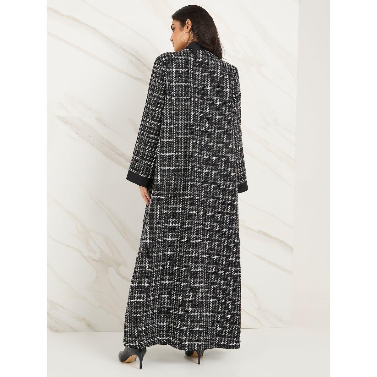 Styli Open Front Tweed Abaya-women-arabicclothing-abayas-image-4
