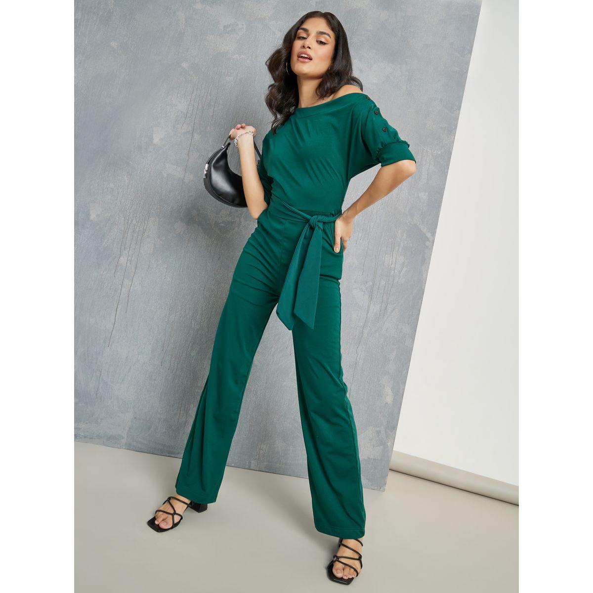 Styli One Shoulder Neck Tie Up Detail Straight Leg Jumpsuit-women-clothing-jumpsuits-image-1