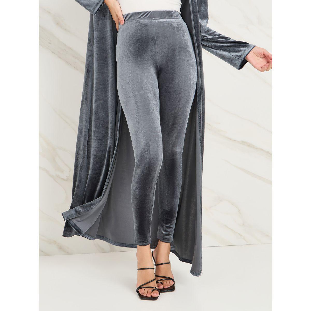 Styli Velvet Look Abaya & Leggings Modest Set-women-clothing-coordsets-image-3