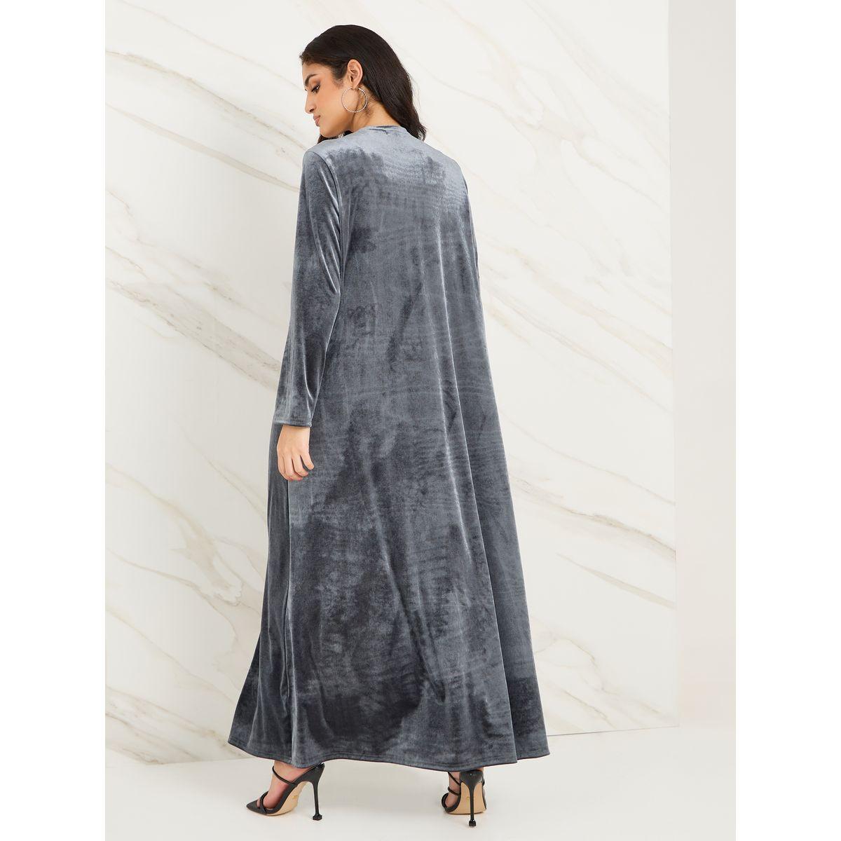 Styli Velvet Look Abaya & Leggings Modest Set-women-clothing-coordsets-image-5