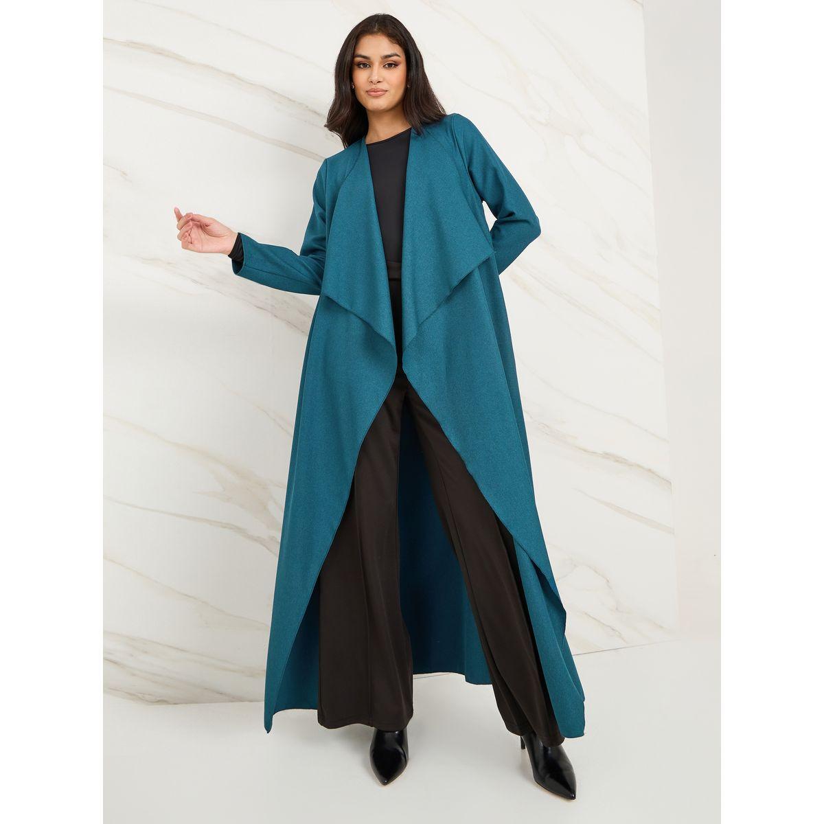 Styli Waterfall Collar Open Front Abaya-women-arabicclothing-abayas-image-1