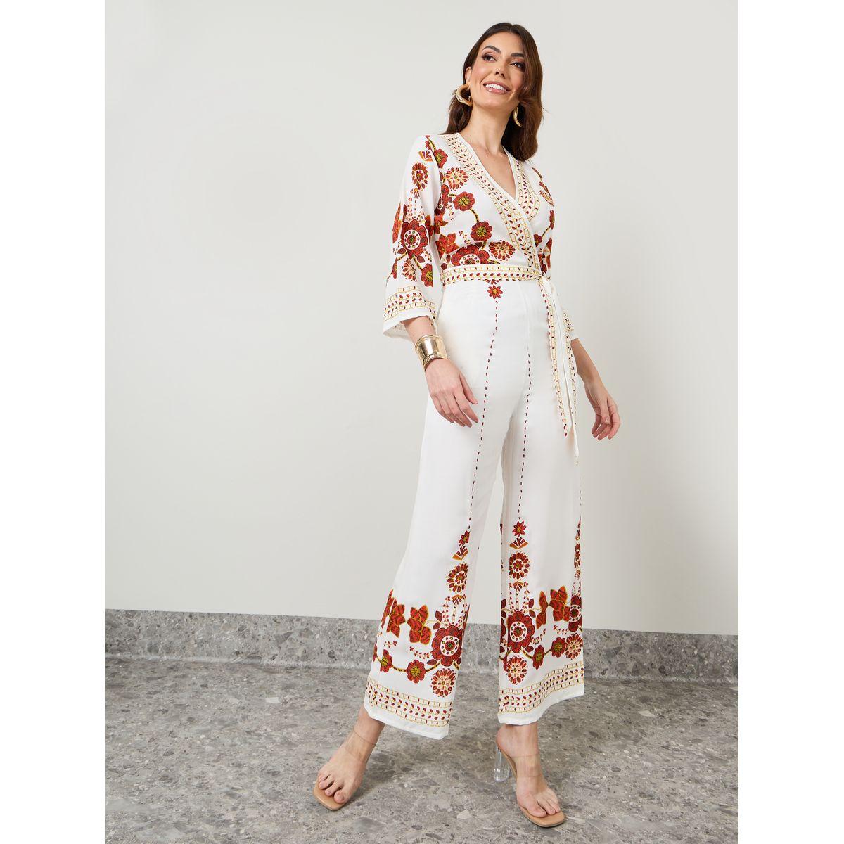 Styli Floral Print Wrap Front Straight Leg Jumpsuit-women-clothing-jumpsuits-image-1