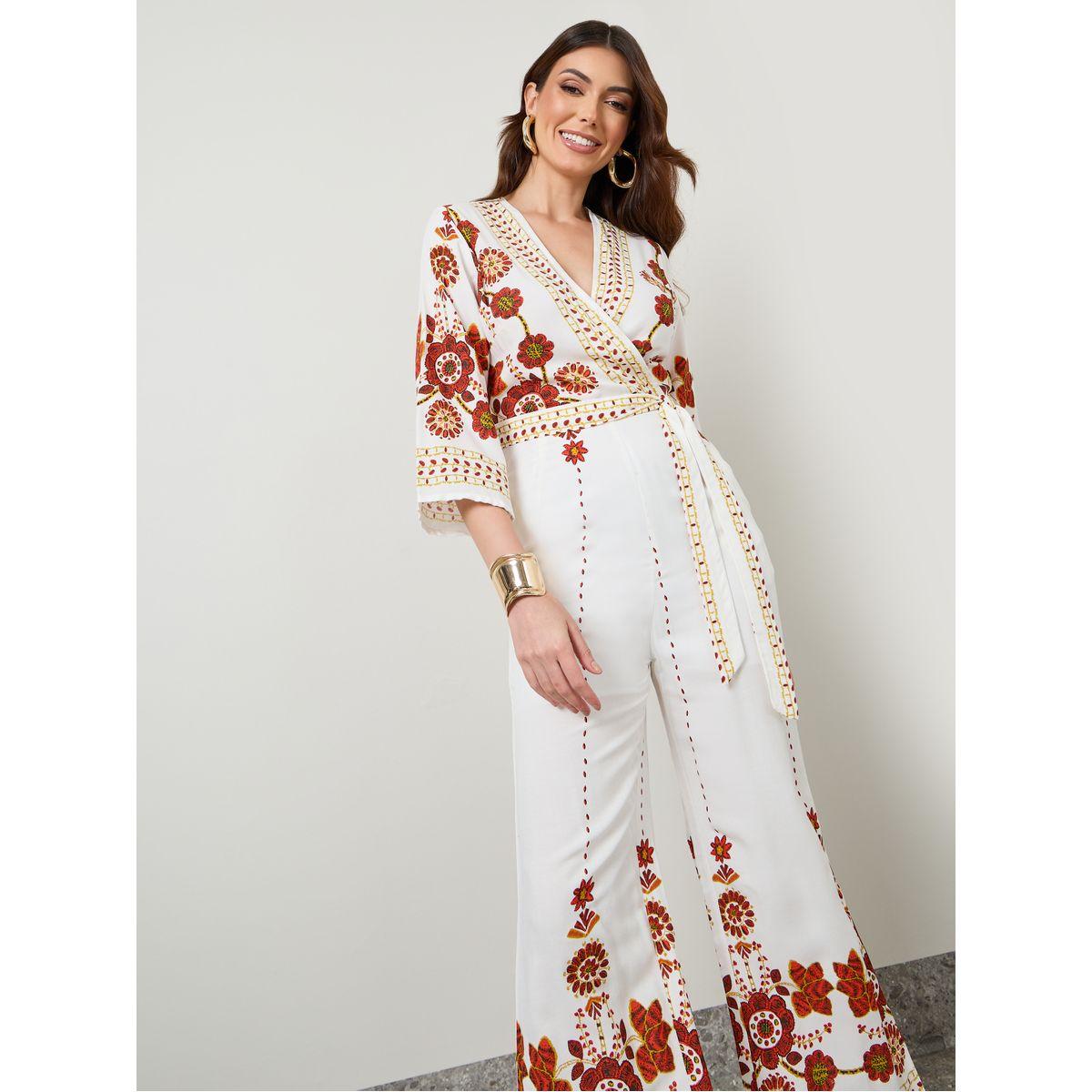 Styli Floral Print Wrap Front Straight Leg Jumpsuit-women-clothing-jumpsuits-image-2