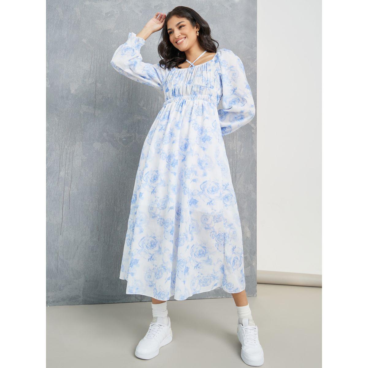 فستان ميدي مطبع بزهور-women-clothing-dresses-image-1