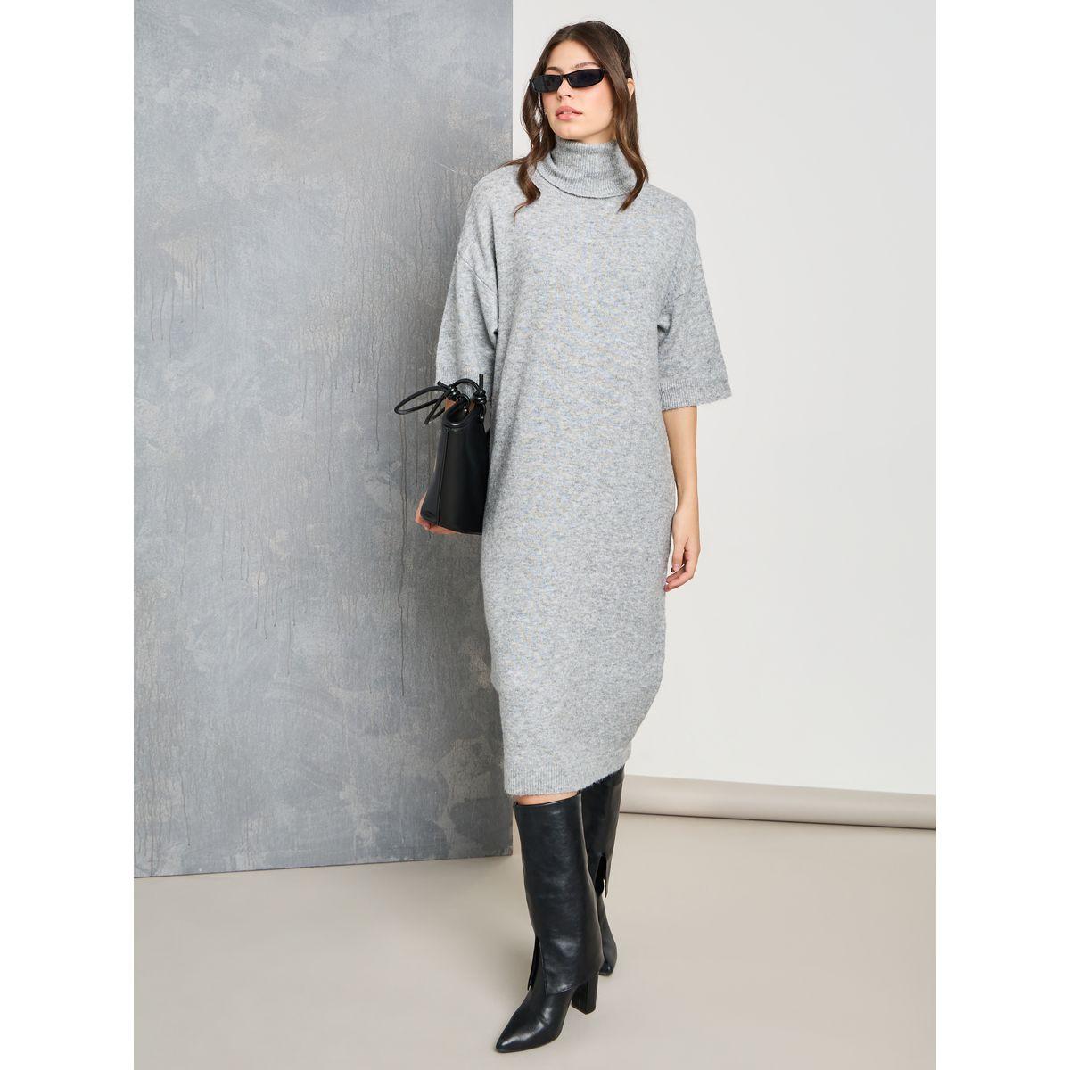 Styli Turtle Neck Knit Sweater Midi Winter Dress-women-clothing-dresses-image-1
