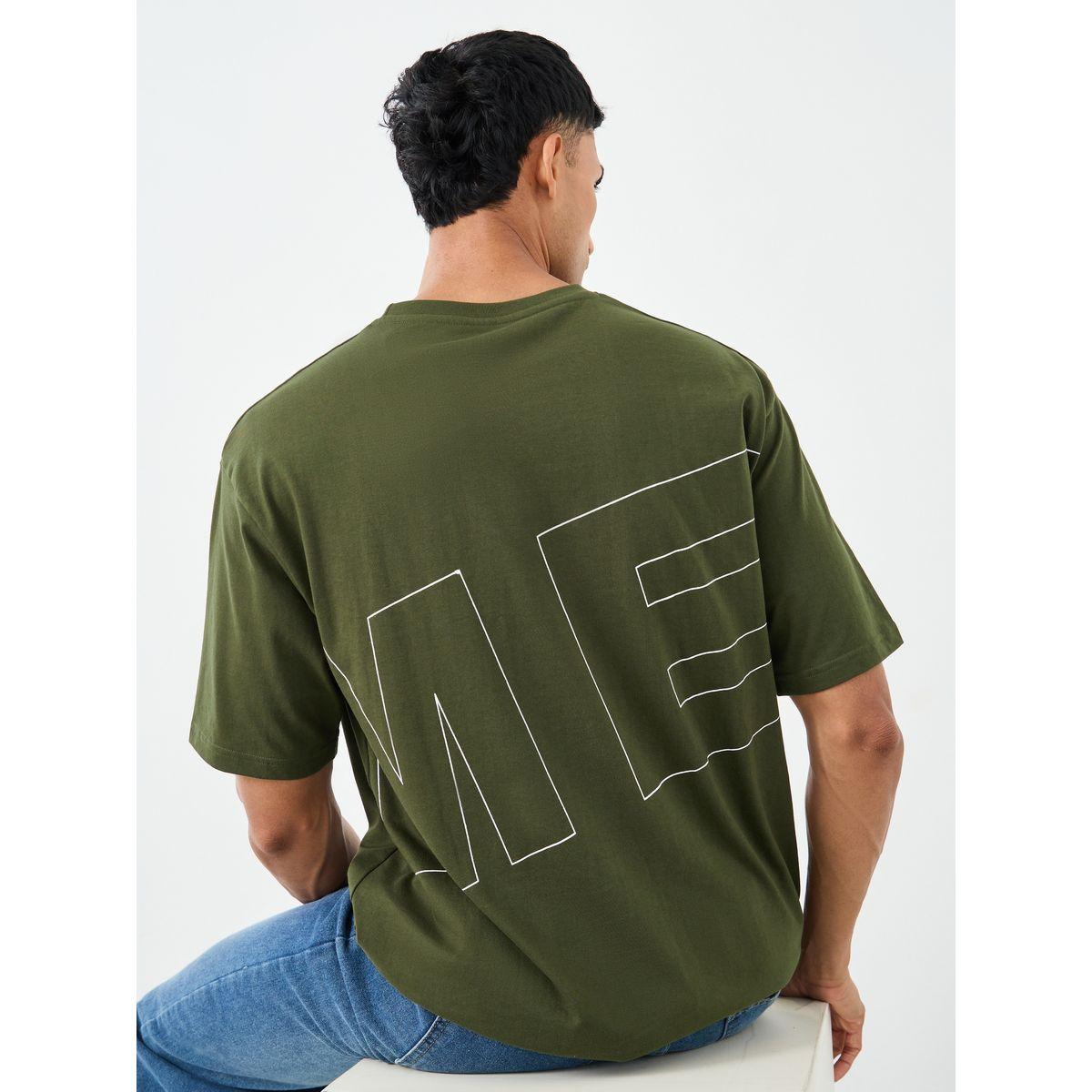 Styli Olive Front and Back Graphic Oversized T-Shirt-men-clothing-tshirtsandpolos-tshirts-image-1