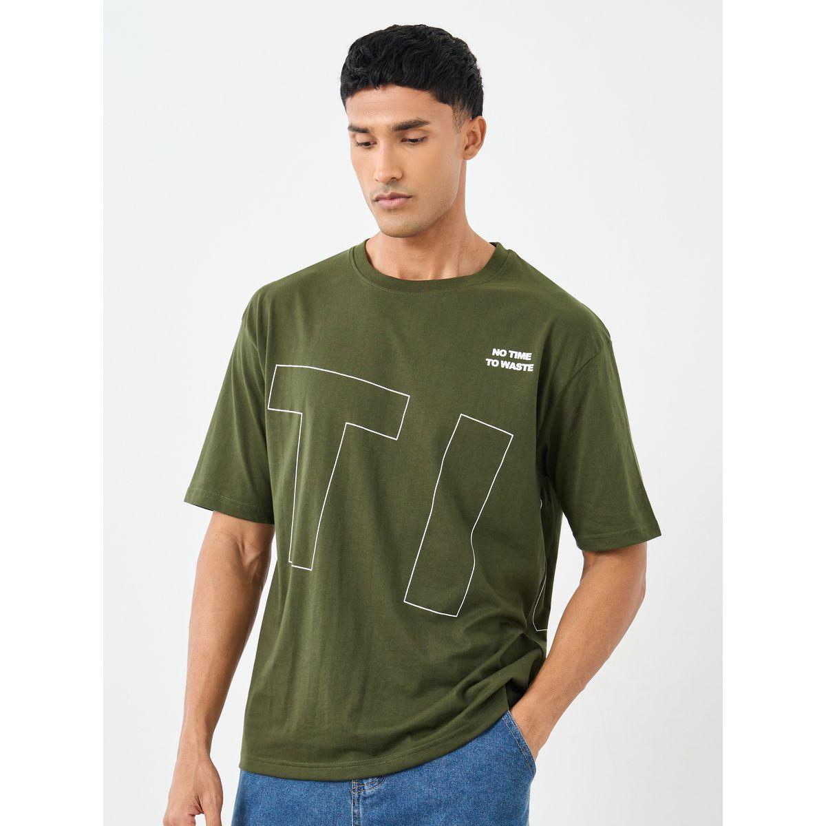 Styli Olive Front and Back Graphic Oversized T-Shirt-men-clothing-tshirtsandpolos-tshirts-image-3