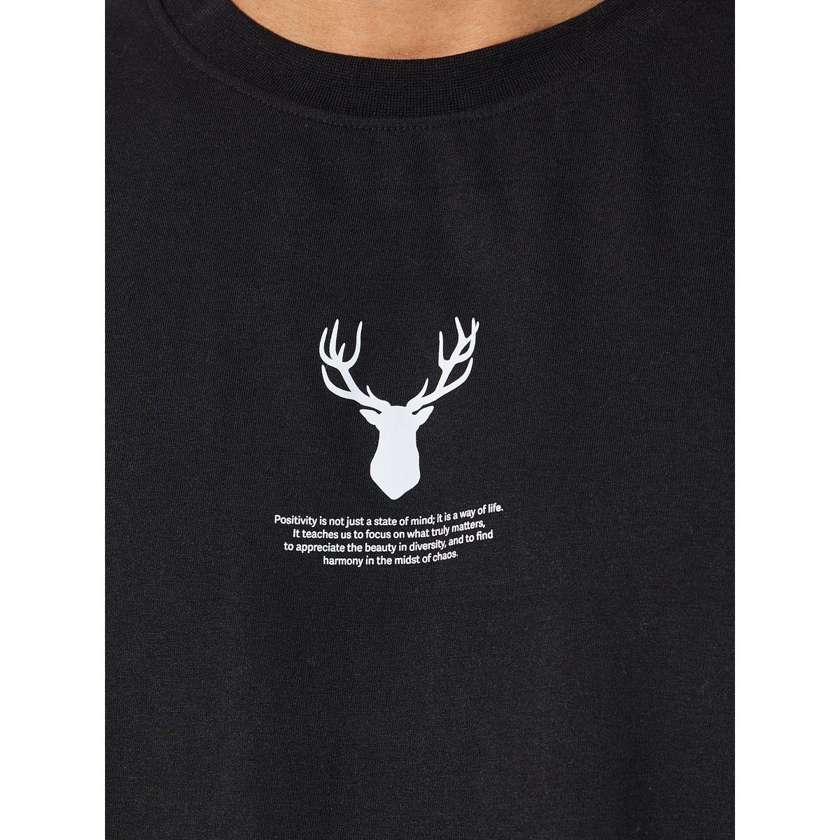 Styli Reindeer Graphic Oversized T-Shirt with Sleeve Badge-men-clothing-tshirtsandpolos-tshirts-image-3
