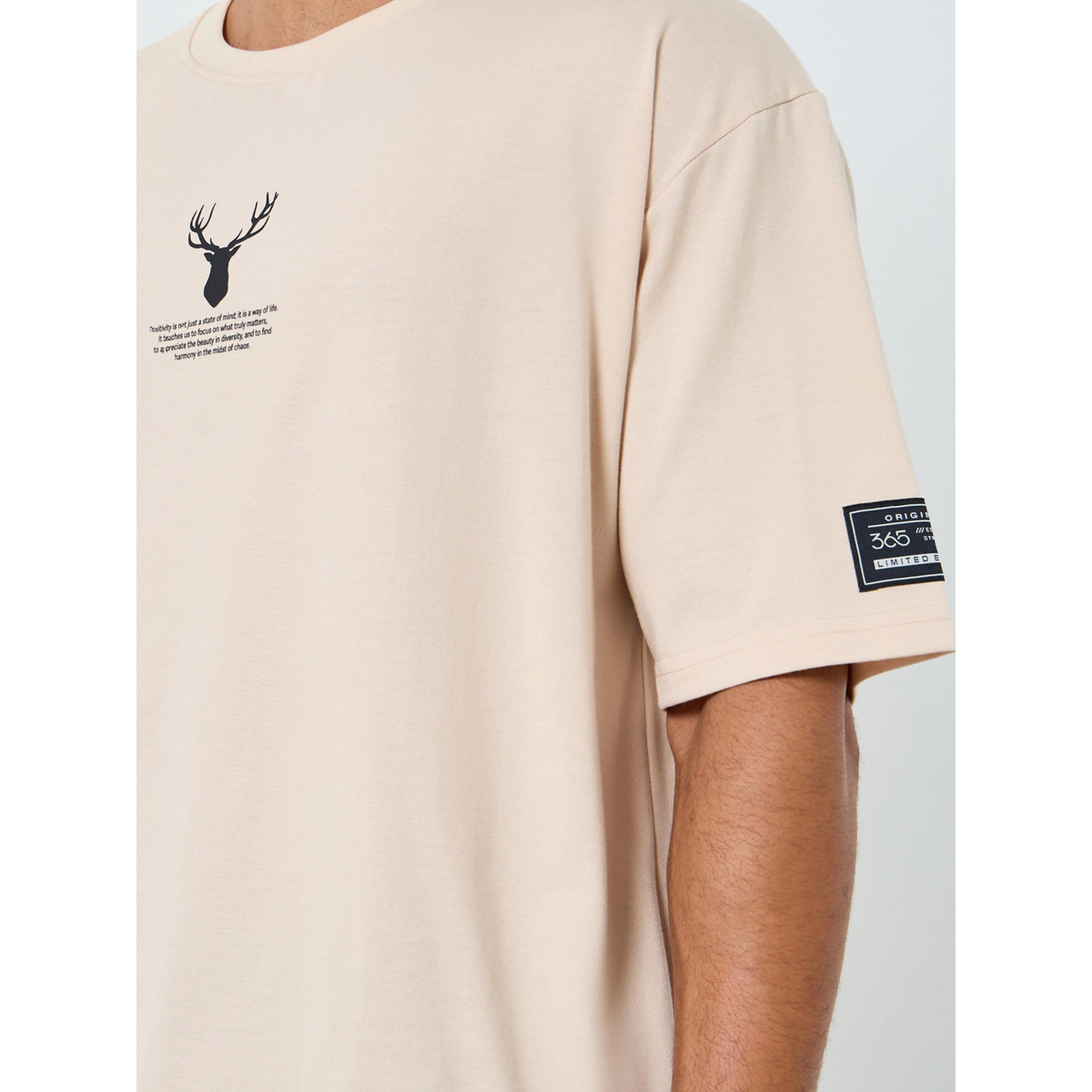 Styli Men Beige Graphic Oversized T-Shirt-men-clothing-tshirtsandpolos-tshirts-image-4