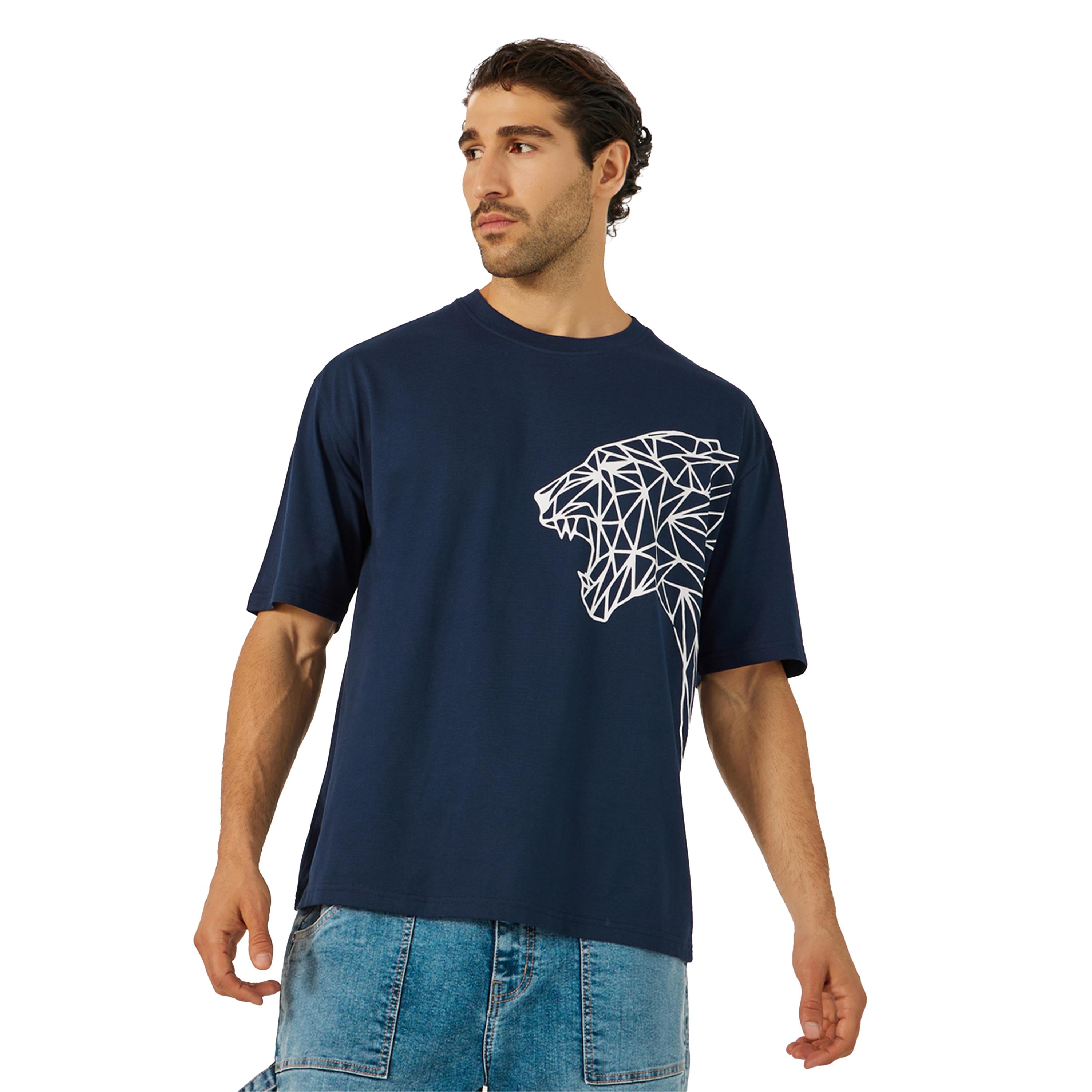 ستايلي -   تي شيرت تايجر جرافيكي بياقة دائرية ومقاس كبير-men-clothing-tshirtsandpolos-tshirts-image-1