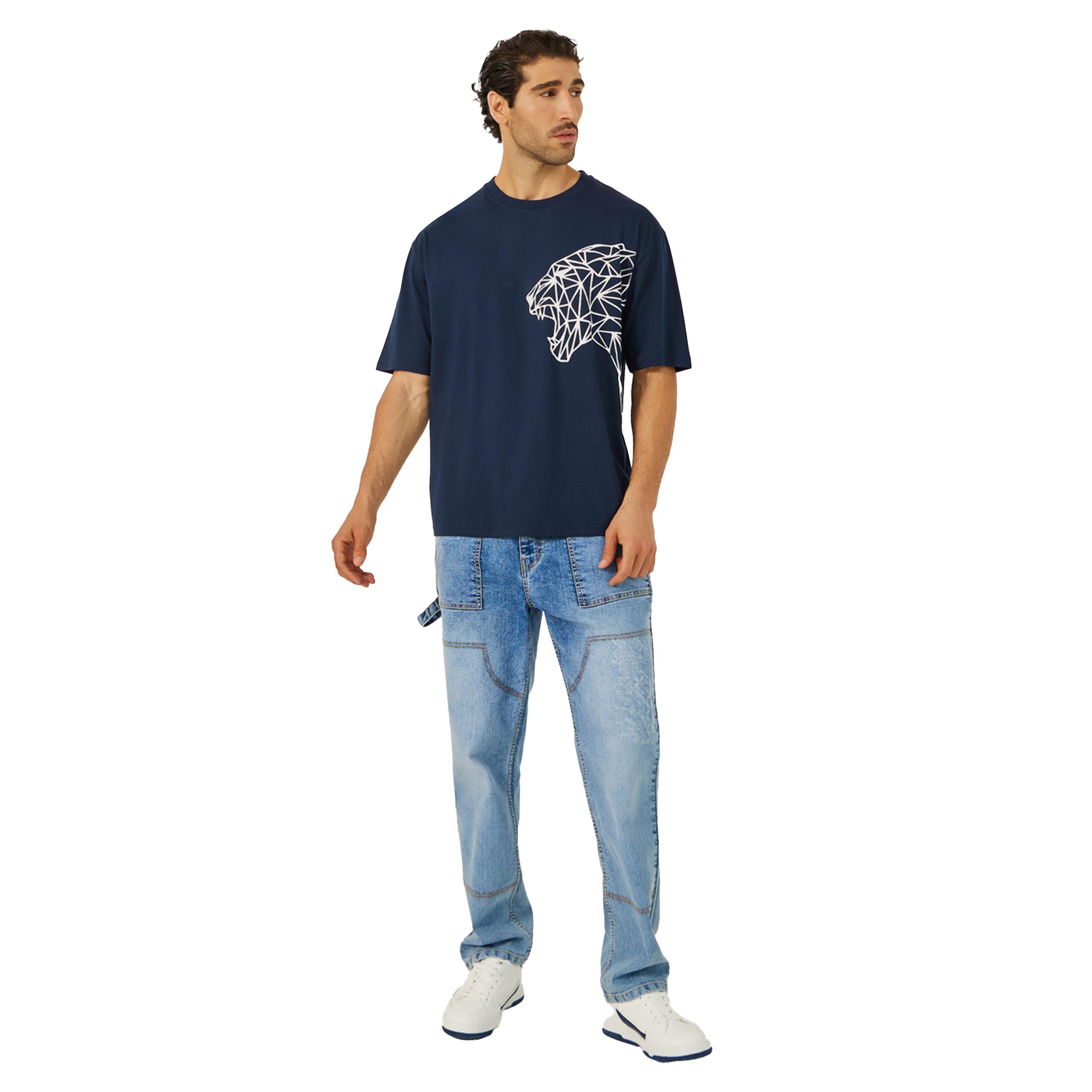 ستايلي -   تي شيرت تايجر جرافيكي بياقة دائرية ومقاس كبير-men-clothing-tshirtsandpolos-tshirts-image-2