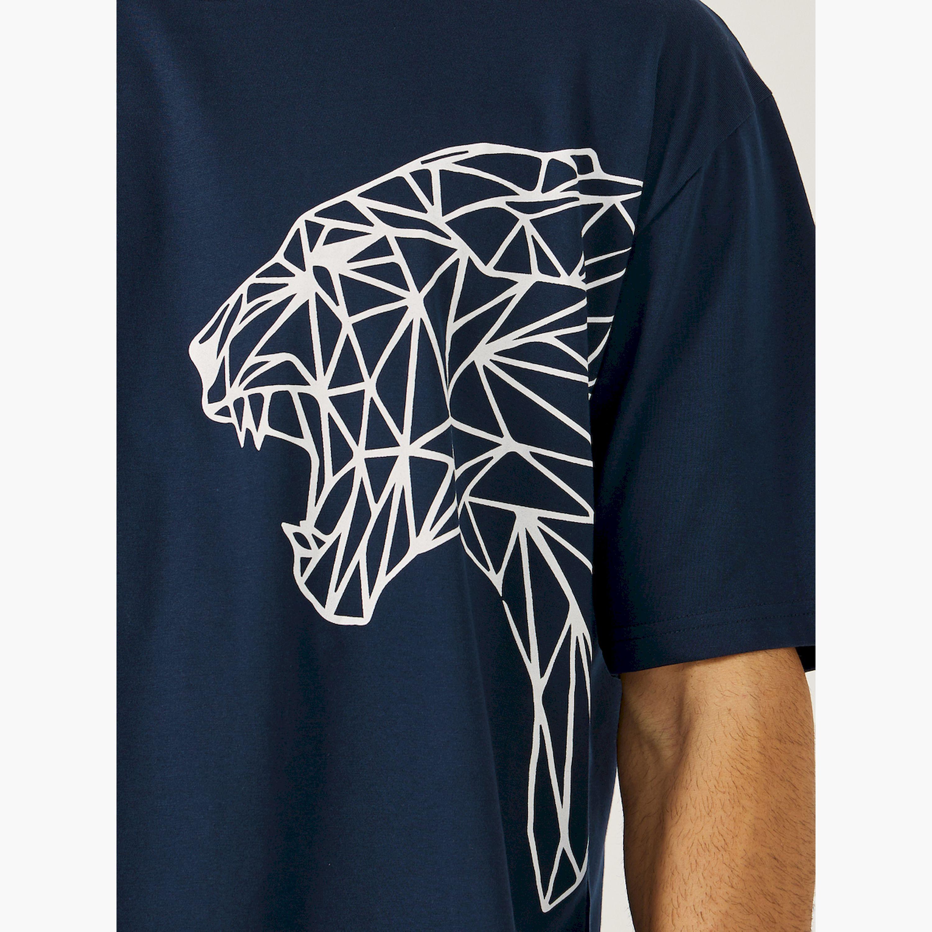 ستايلي -   تي شيرت تايجر جرافيكي بياقة دائرية ومقاس كبير-men-clothing-tshirtsandpolos-tshirts-image-3
